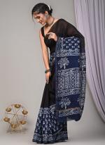 Chanderi Silk Blue Festival Wear Printed Saree